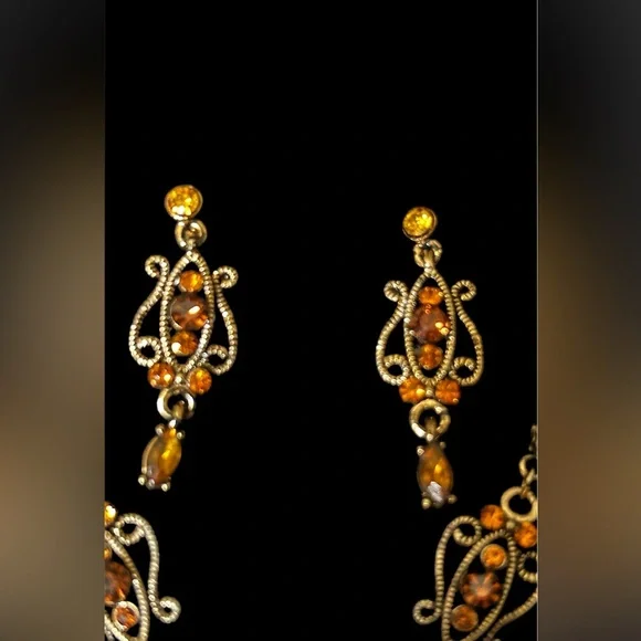 🎉HP🎉Vintage Topaz/Root Beer Demi Parure Necklace Set. - Picture 3 of 4